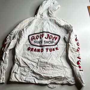 Ron Jon Surf Shop Grand Turk White Zip Up Hoodie Textured Graphic Mens Medium